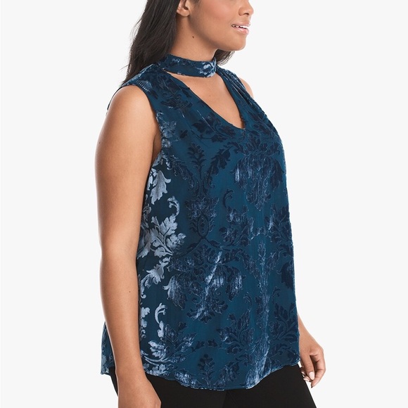 NWOT White House Black Market Salma Velvet Burnout Shell M Petite Size Sold Out - Picture 4 of 15